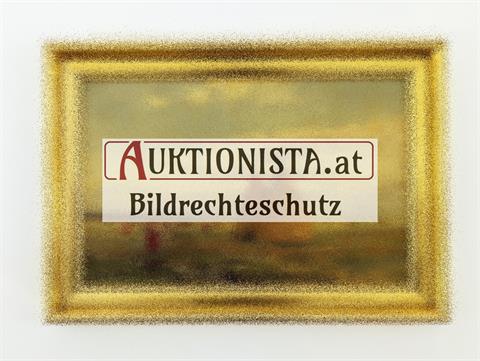 Öl auf Leinwand auf Karton "Heuernte" signiert Dietrich