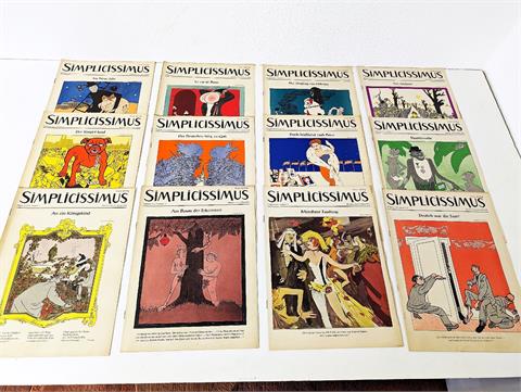 12 Ausgaben des Vintage Satiremagazin "Simplicissimus" 1955